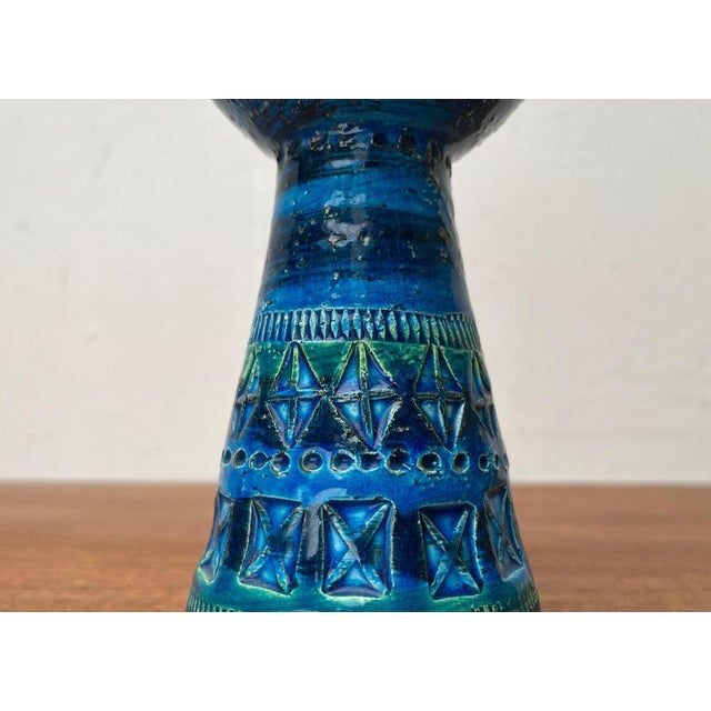 Mid-Century Rimini Blu Pottery Candleholder by Aldo Londi for Bitossi, Italy, 1960s For Sale - Image 12 of 14