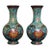 Late 19th Century Pair of Turquoise Cloisonné Enamel Lotus Vases For Sale