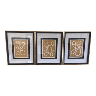 Set of 3 Original Abstract Acrylic Paintings Matted and Framed For Sale