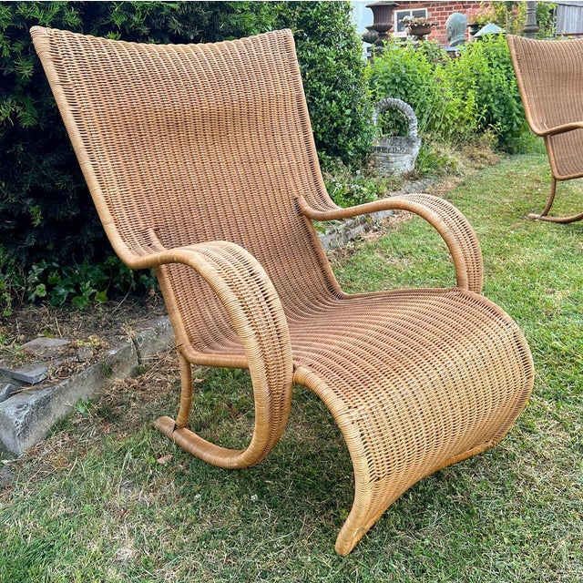 1970s Set of Large Mid-Century Rattan and Wicker Garden Lounge Chairs, 1970s For Sale - Image 5 of 18