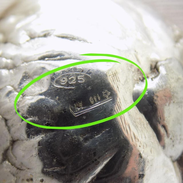 Metal Vintage Italian Handmade Genuine Sterling Silver 925 Life Size Walnut Figurine Sculpture For Sale - Image 7 of 9