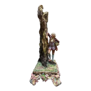 1891 Large Antique Austria Majolica Dux Bohemia Porcelain Figurine Vase Marked