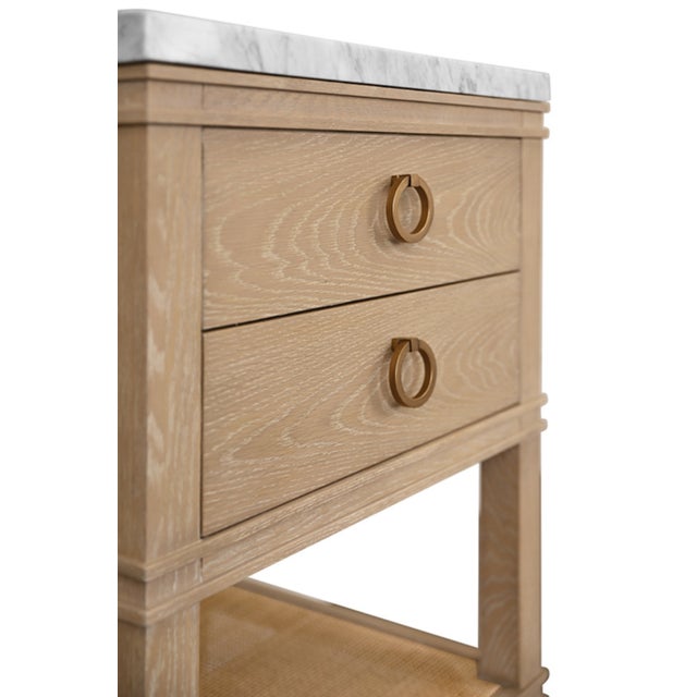 Not Yet Made - Made To Order Matthew Izzo Home Cutler 24" Cerused Oak Single Porcelain Sink Bath Vanity With Marble Top and Antique Brass Ring Hardware For Sale - Image 5 of 10