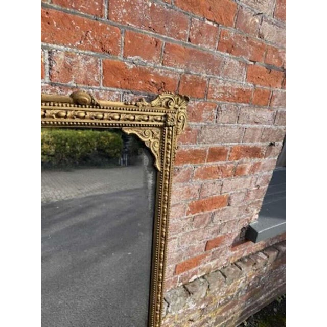 Large Antique English Gilt Overmantle Mirror, 1800s For Sale - Image 3 of 8