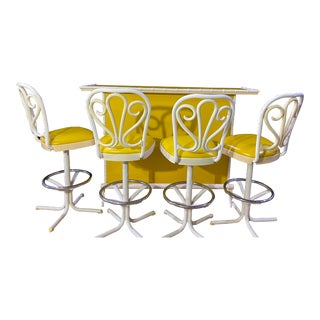 1970s Daystrom Retro Mid-Century Modern Bamboo Bar and Chairs For Sale