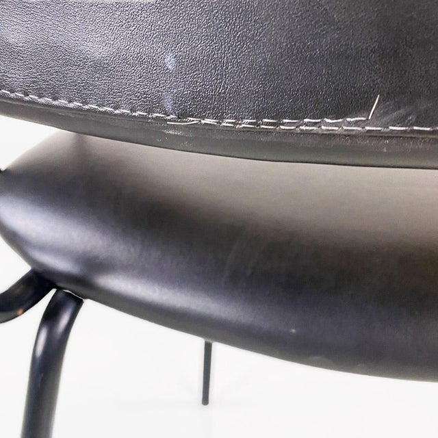 Modern Italian Chair in Metal and Black Leather with Arms, 1960s For Sale - Image 14 of 18