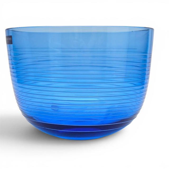 Blue Villeroy & Boch Conga White Swirl Cobalt Crystal Centerpiece Bowl 8.75" For Sale - Image 8 of 12