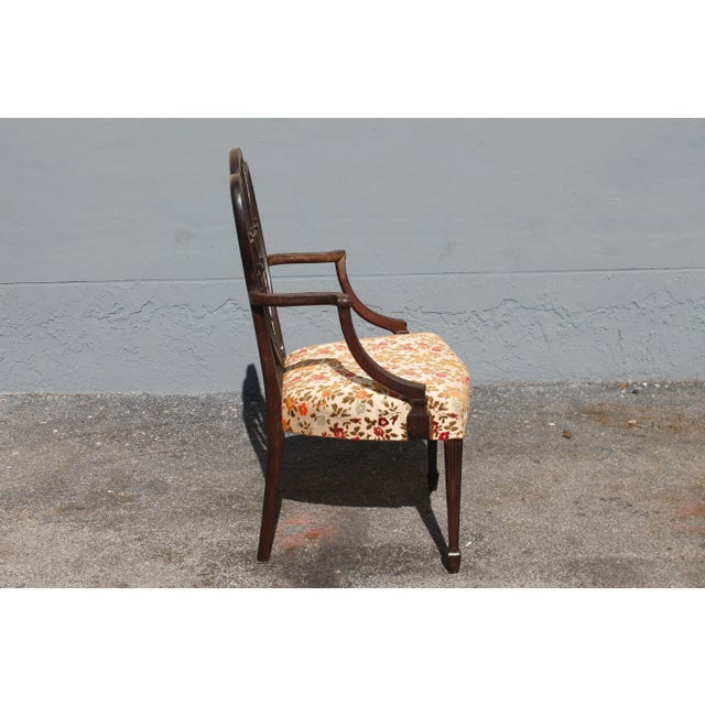 Sheraton Style Heavily Carved Mahogany Armchair For Sale In Miami - Image 6 of 13
