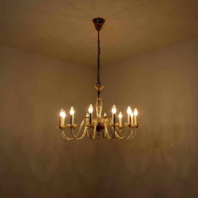 Vintage Engraved Murano Glass Chandelier, 1960 For Sale - Image 11 of 13