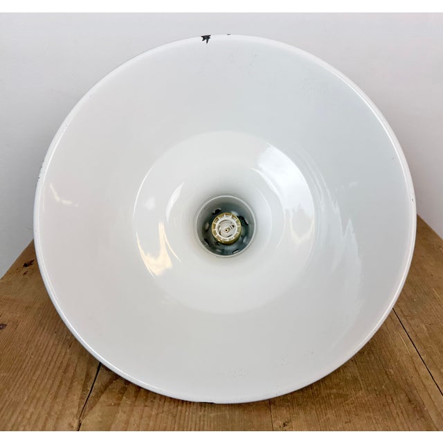 Industrial French Black Enamel Factory Pendant Lamp, 1960s For Sale - Image 16 of 17