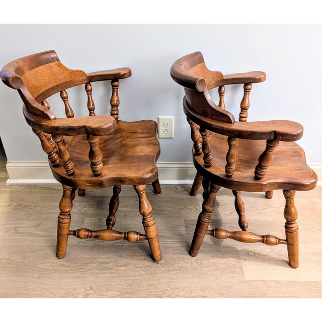 Vintage Ethan Allen Rock Maple Captain's Chairs - Heirloom Collection For Sale In Raleigh - Image 6 of 8