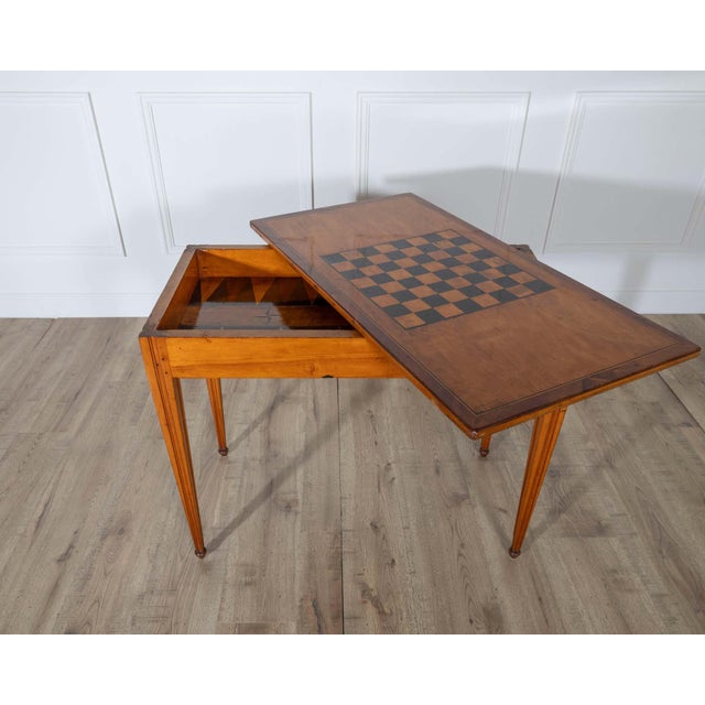 Wood 19th Century Late Gustavian Cherry and Nutwood Game Table with Checkerboard and Backgammon For Sale - Image 7 of 9