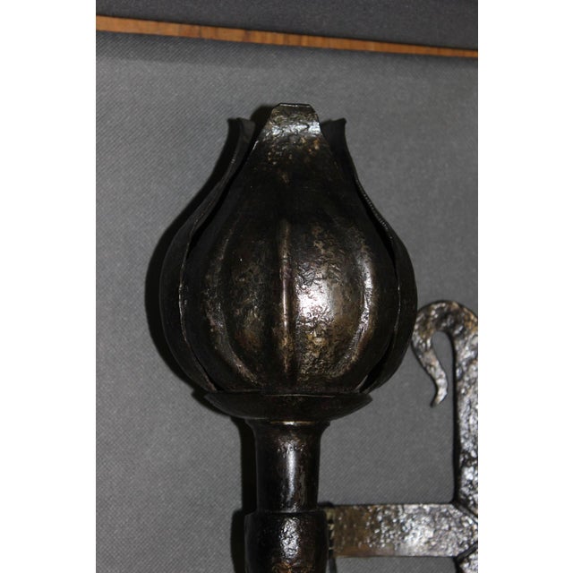 Metal Medieval Wrought Iron Wall Sconces by Reboulet, 1950s, Set of 2 For Sale - Image 7 of 13