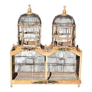 Vintage Victorian Double Spire Bamboo Bird Cage