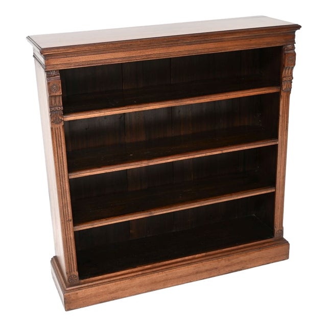 Antique Victorian Walnut Open Bookcase, 1870s For Sale