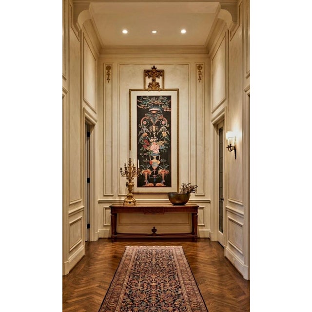 1980s Oversized John Richard Chinoiserie Botanical Framed Wall Art With Gilt Rope Architectural Pediment Crest For Sale - Image 10 of 11