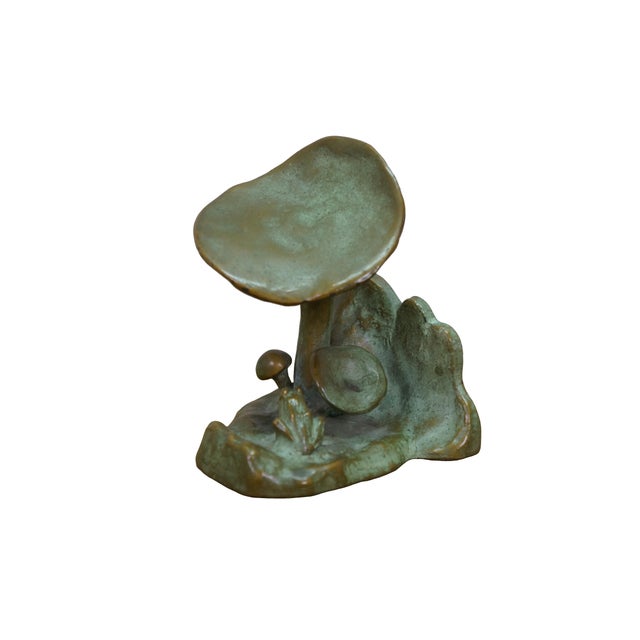 This rare, antique pair of McClelland Barclay "Mushroom and Frog" solid bronze bookends from the 1920s–1930s is a...