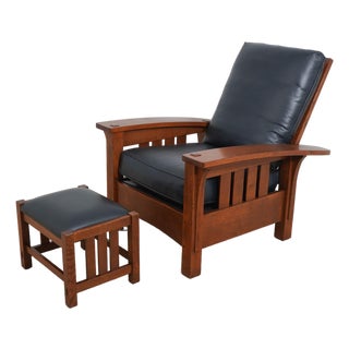 Stickley Mission Oak Morris Chair & Ottoman For Sale