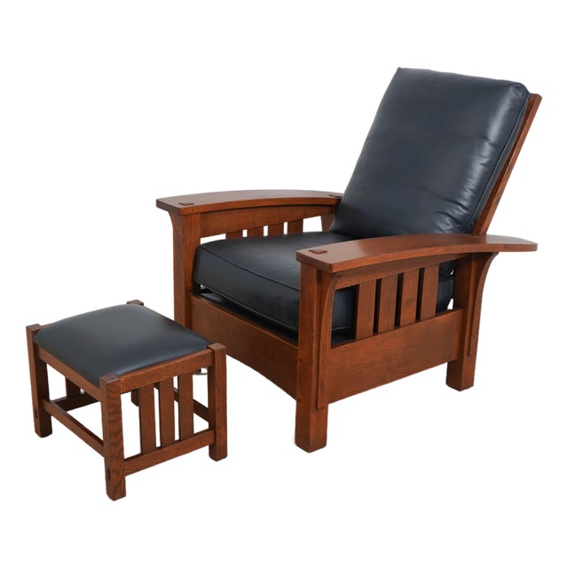 Stickley Mission Oak Morris Chair & Ottoman For Sale