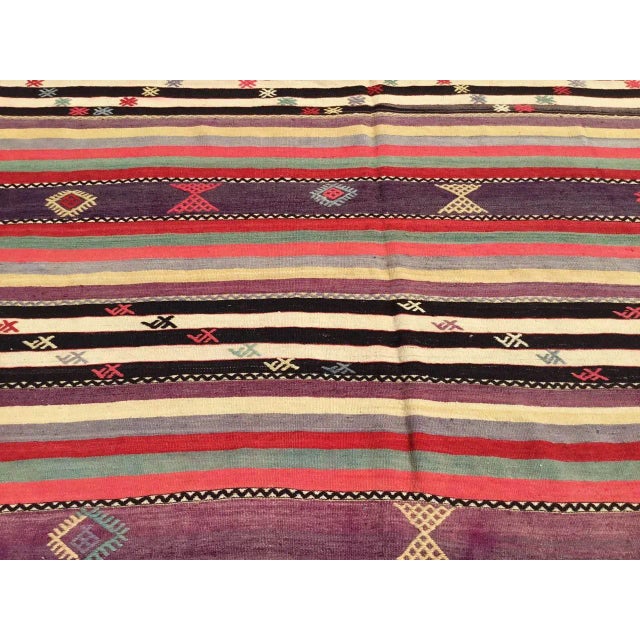 Vintage Striped Turkish Kilim Rug - 71" X 117" For Sale - Image 9 of 11