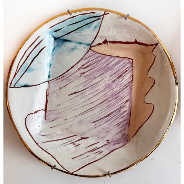 1980s Individual and Unique Abstract Loughran Plates, Set of 4, Signed For Sale - Image 5 of 8