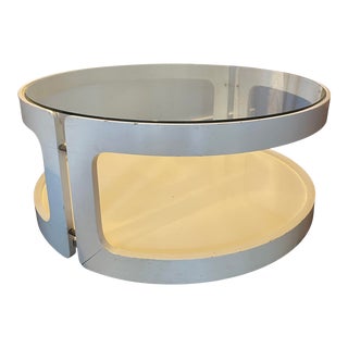 1980s Joe Colombo Style Modern Round Coffee Table For Sale
