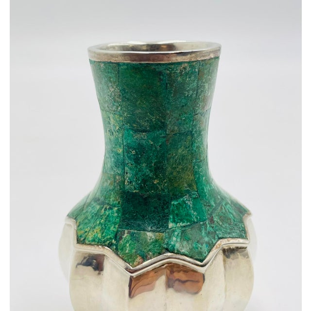 Vintage Emilia Castillo Silver & Malachite Vase, Mexican Silversmithing For Sale - Image 10 of 13
