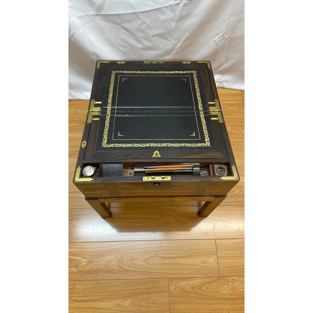 19th Century Campaign Reading Desk on Later Stand For Sale - Image 10 of 12