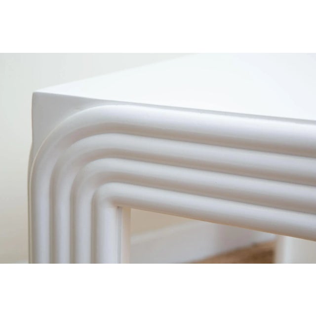 White Vintage White Lacquered Wood Rectangle Console and or Sofa Table Restored, 80's For Sale - Image 8 of 11
