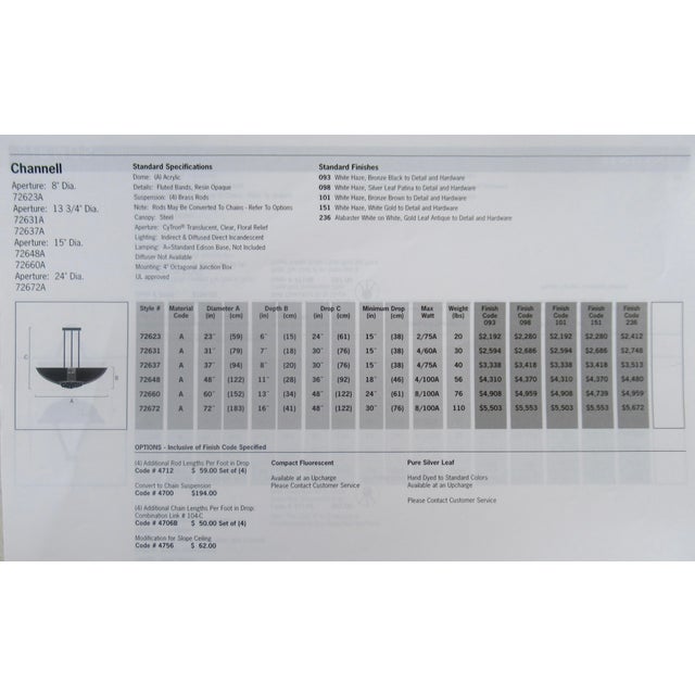 C.1990's Sirmos "Channel" Pendent Alabaster White on White Marble Finish & Gilt Gold Leaf Vintage to Detail, Clear Floral CyTron Aperture For Sale - Image 18 of 18