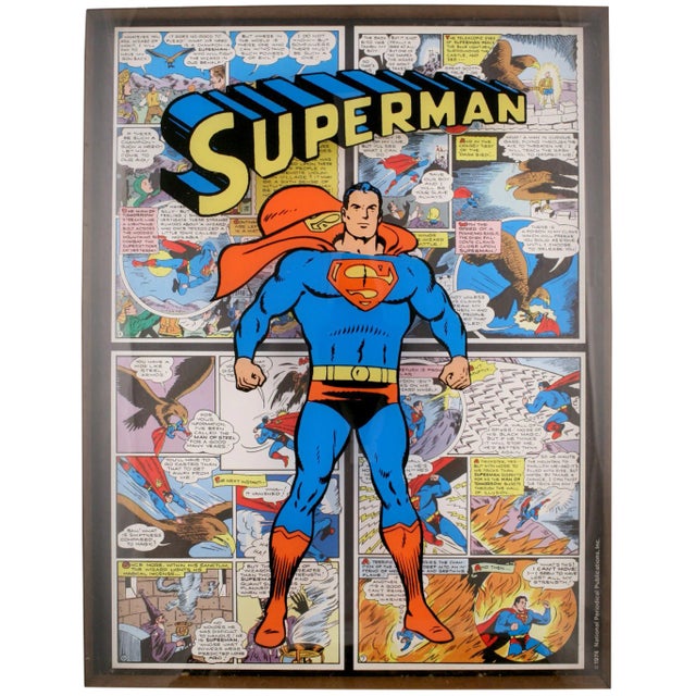 'Superman C.1974 Shadowbox in Chrome Frame' For Sale