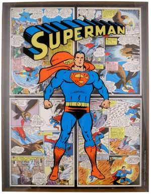 'Superman C.1974 Shadowbox in Chrome Frame'