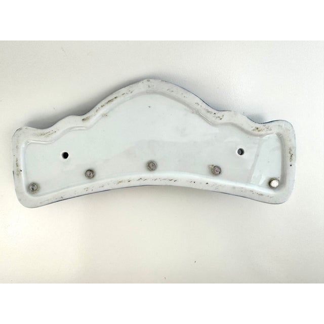 Vintage Blue Willow Transferware Wall Rack Key Holder With Metal Pegs For Sale - Image 9 of 9