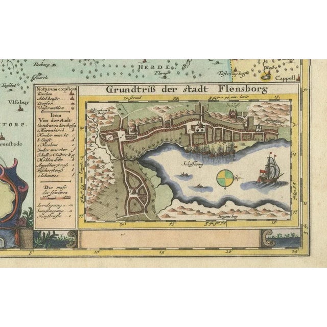 17th Century Cartographic Depiction of Flensburg and Surrounding Territories, 1648 For Sale - Image 5 of 10