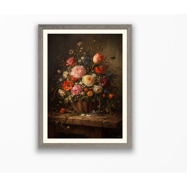 Atelier Aria Lumae Abundant Flemish Basket Floral Still Life Grand 27 by 38 Board Print For Sale - Image 13 of 16
