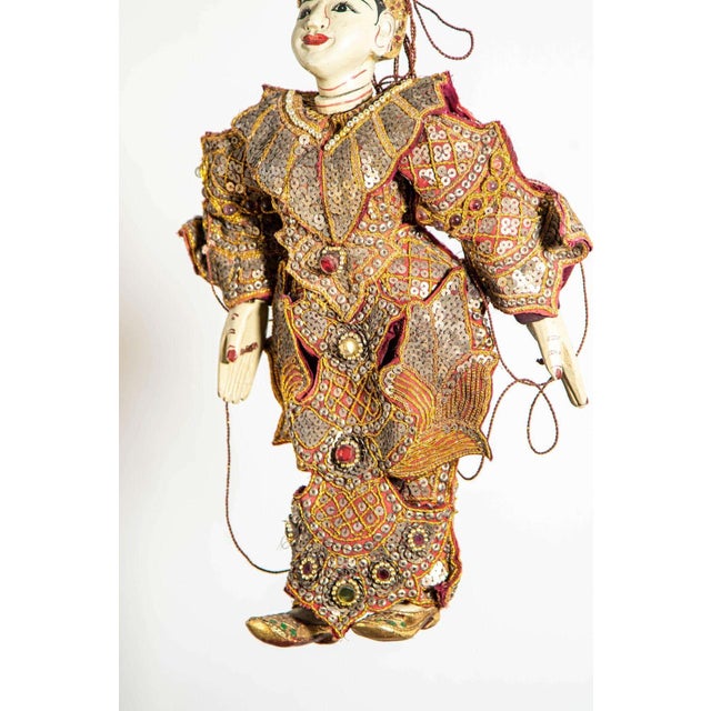 Mid 20th Century 1950s Asian Handcrafted Wood Burmese String Opera Marionette Wall Decor For Sale - Image 5 of 17