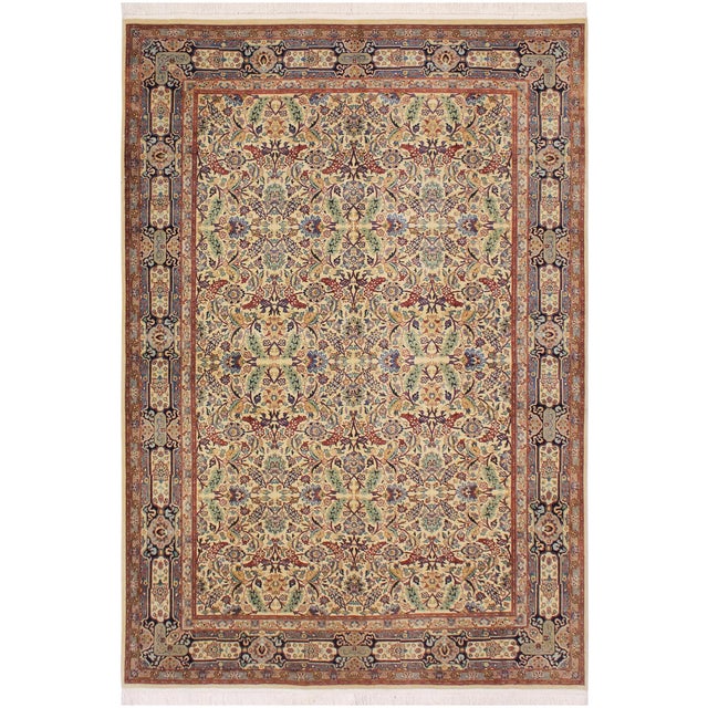Shabby Chic 1990's Pak-Persian Beige/Blue Wool Rug - 6'1'' X 9'3'' For Sale - Image 9 of 9