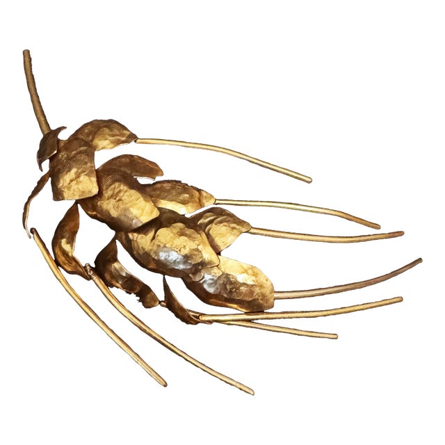 Herve Van Der Straeten Wheat Brooch in Gilded Metal For Sale