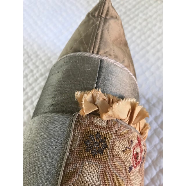 Gold 1940s Petit Point Textile Pillow For Sale - Image 8 of 13