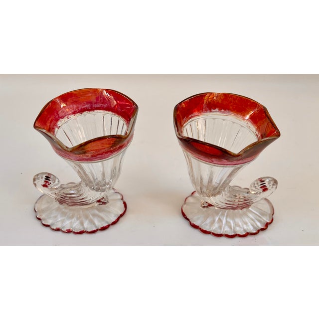 Art Deco Vintage Art Deco Cornucopia Cranberry Red Vases - a Pair For Sale - Image 3 of 7