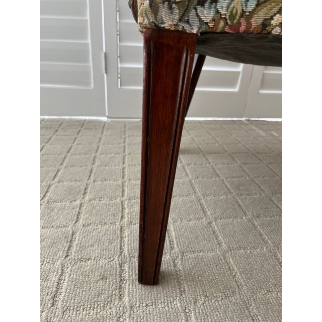 1970s French 18th Century Floral Pattern Mahogany Bergere Armchair Chair For Sale - Image 10 of 12