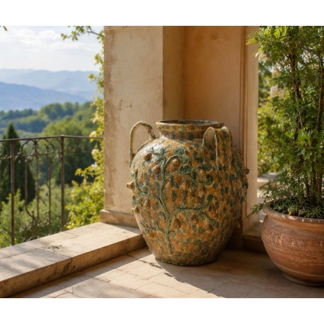 Italian Majolica Three-Armed Pear Planter Vase For Sale - Image 9 of 12