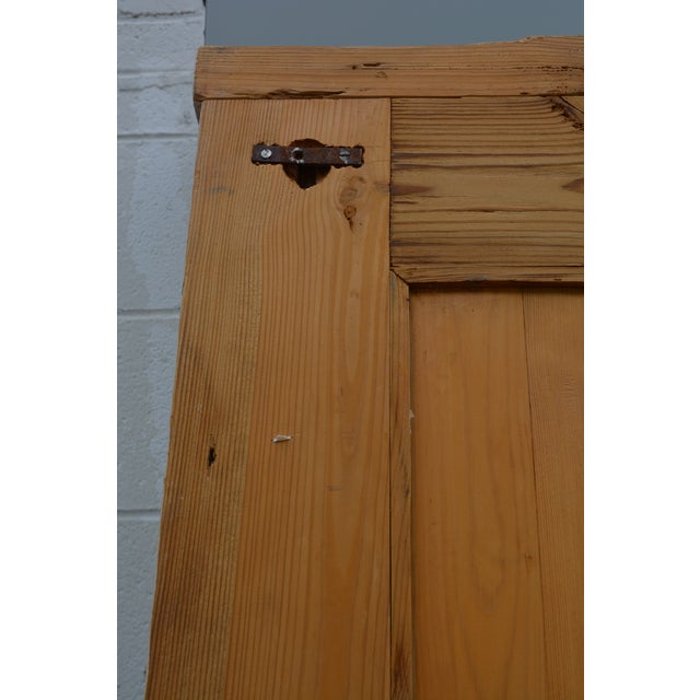 Handmade Tan Cream Pine Headboard or Wood Sliding Door Panel With Carved Florals & Mirror For Sale - Image 12 of 12