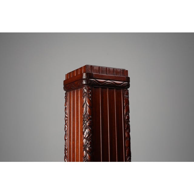 Art Deco French Square Oak Pedestal, 1915 For Sale - Image 3 of 12