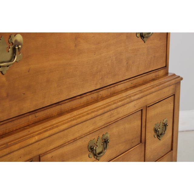 Stickley Cherry Queen Anne Flat Top Highboy Chest For Sale - Image 9 of 17