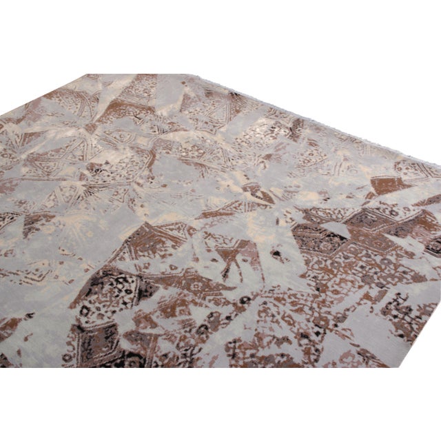 Rug & Kilim Rug & Kilim’s Modern Rug in Blue and Beige-Brown Abstract Pattern For Sale - Image 4 of 6