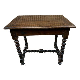 Antique Jacobean Style Oak Bobbin Leg Side Table For Sale