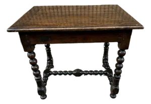 Antique Jacobean Style Oak Bobbin Leg Side Table