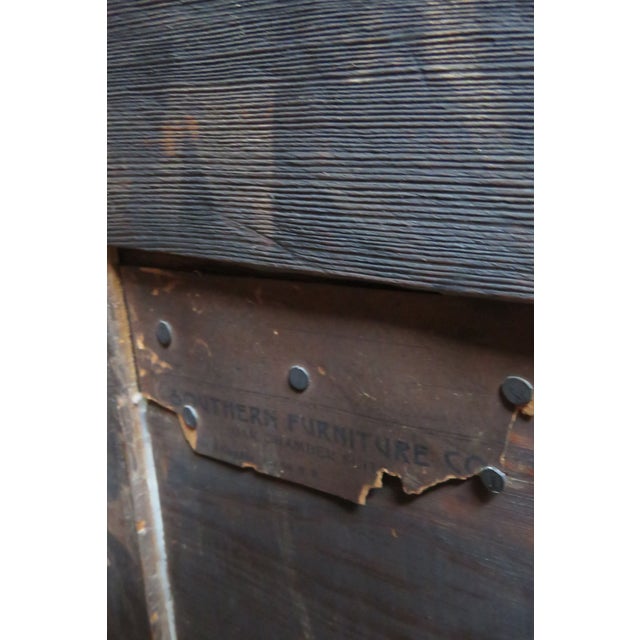 Southern Furniture Early 1900s Tiger Oak Large Tall Serpentine Gentleman’s Chest With Mirror 5982 For Sale - Image 9 of 18