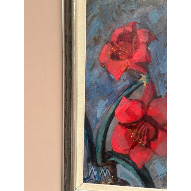 Bertil Wahlberg, Red Flowers, 1950s, Oil on Canvas, Framed For Sale - Image 7 of 18